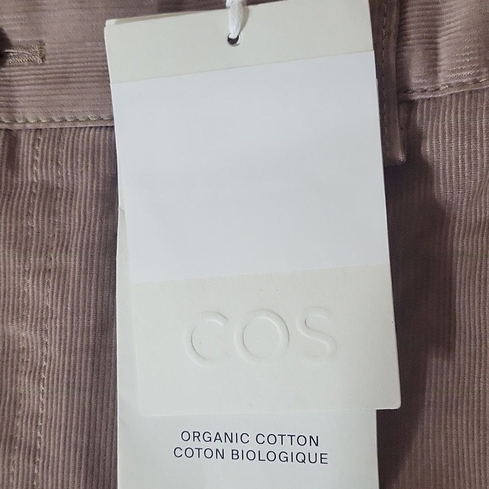 COS 12 New Womens Organic Cotton Corduroy Chino Pants Beige Straight High Rise - Picture 5 of 9
